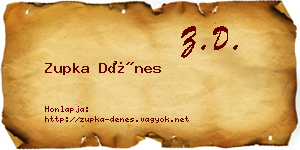 Zupka Dénes névjegykártya
