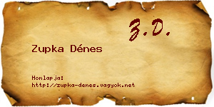 Zupka Dénes névjegykártya